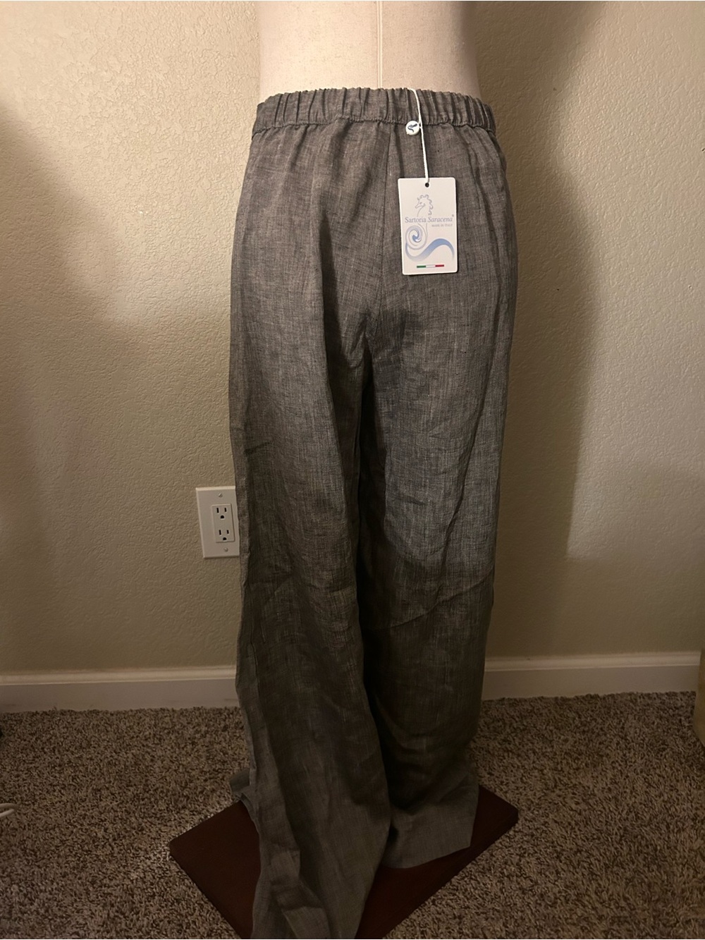 100% Linen Made in Italy NWT Extra Wide Leg Women’s Trouser Pants size Small - Picture 4 of 10